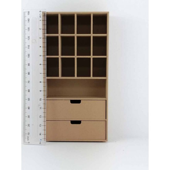 Storage unit with shelves and 2 drawers & Storage shelf (narrow) - Scale 1/12